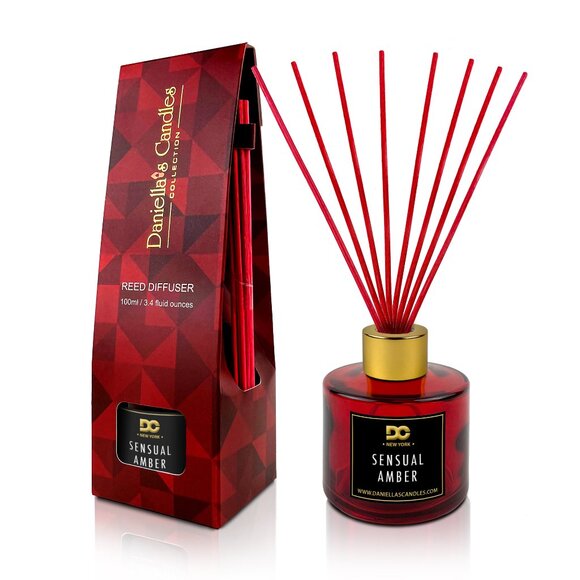 Sensual Amber Reed Diffuser Set Red - 3.4oz/100mL - Picture 1 of 4
